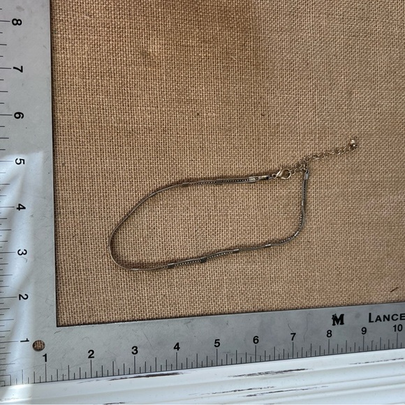 Silver tone dainty bead collar choker necklace thin metallic layering stack - Picture 6 of 6